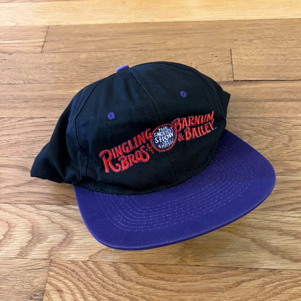 Vintage 90s Ringling Bros Barnum & Bailey Circus Snapback Ball Cap Hat - Purple